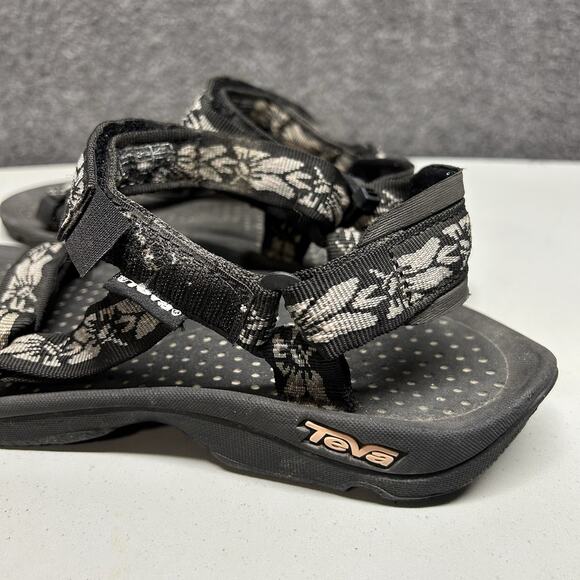 Teva Hurricane‎ Sport Womens Size 11 Strappy Sandals Black Gray Floral Hiking - Picture 3 of 5